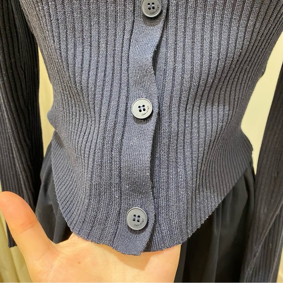 OAK + FORT Navy Ribbed Cardigan - Picture 4 of 8